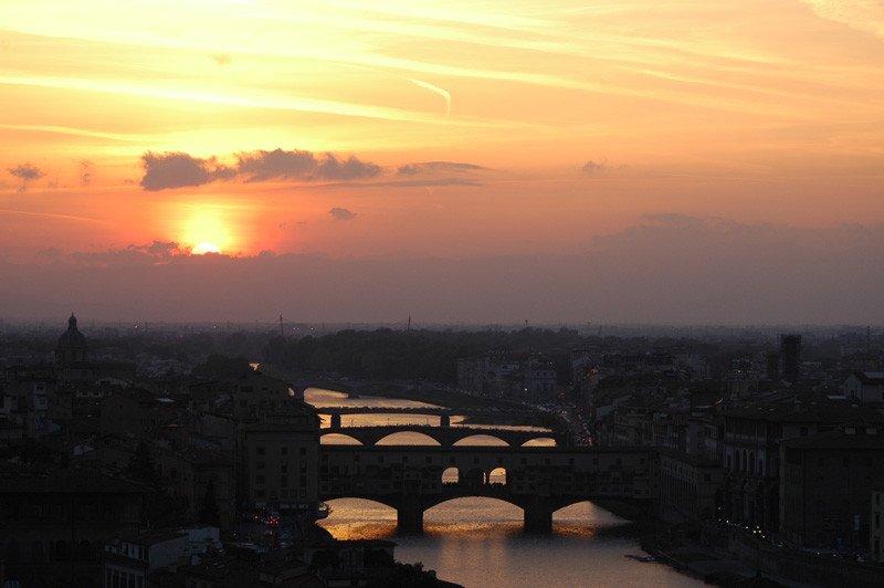 ponte vecchio 
 Sunset over the Ponte Vecchio, Florence, Italy 
 Keywords: italy sunset europe bridge water river world