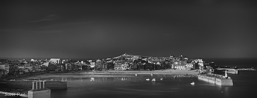 St Ives in Infrared 
 Keywords: UK spring england cornwall SW sea coast water panorama infrared b&w