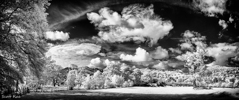 View-from-Ambleside-Panorama 
 Keywords: uk nw england summer mountains trees infrared b&w panorama